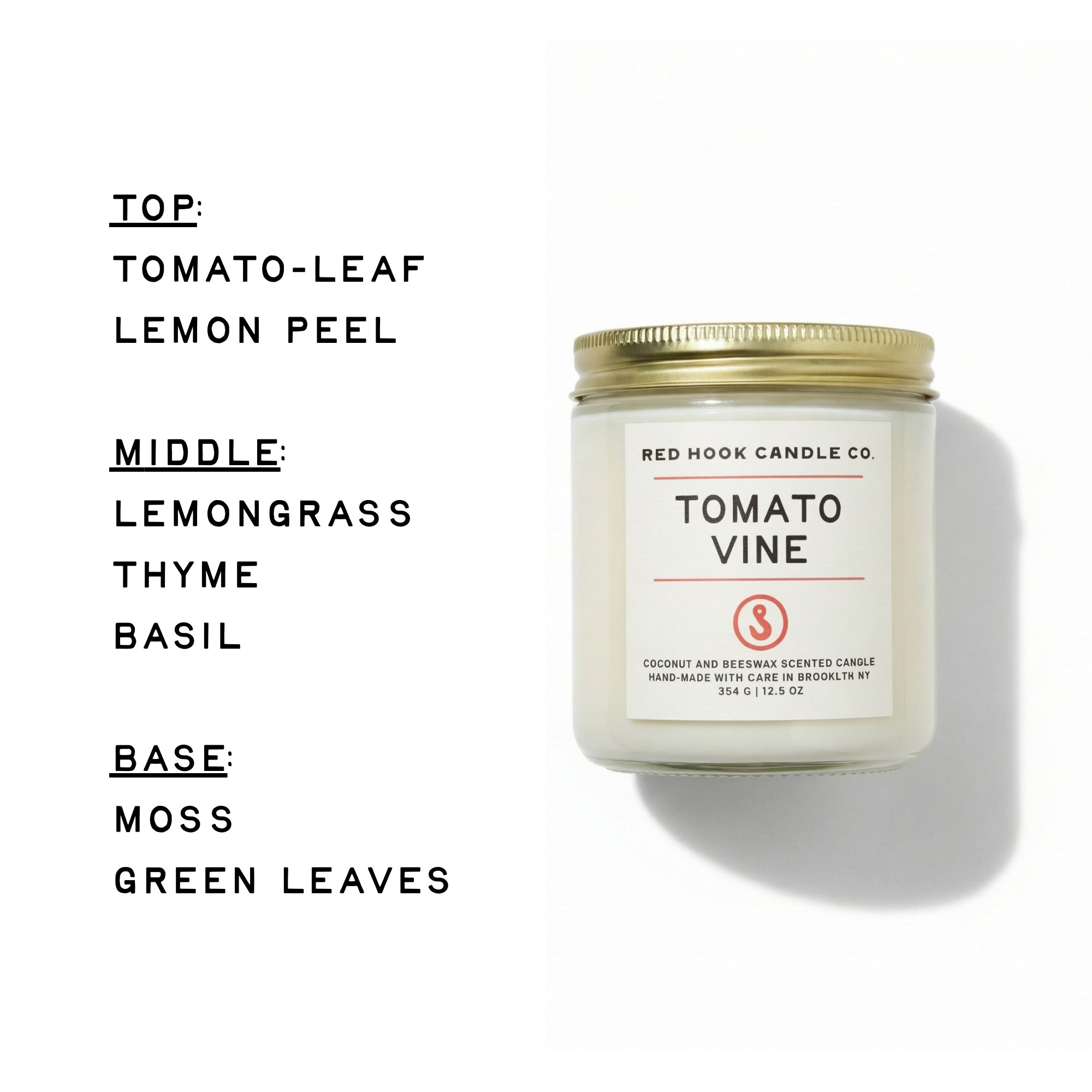 Large Tomato Vine Candle | Leafy Tomato, Basil & Moss | Hand-Poured in Brooklyn