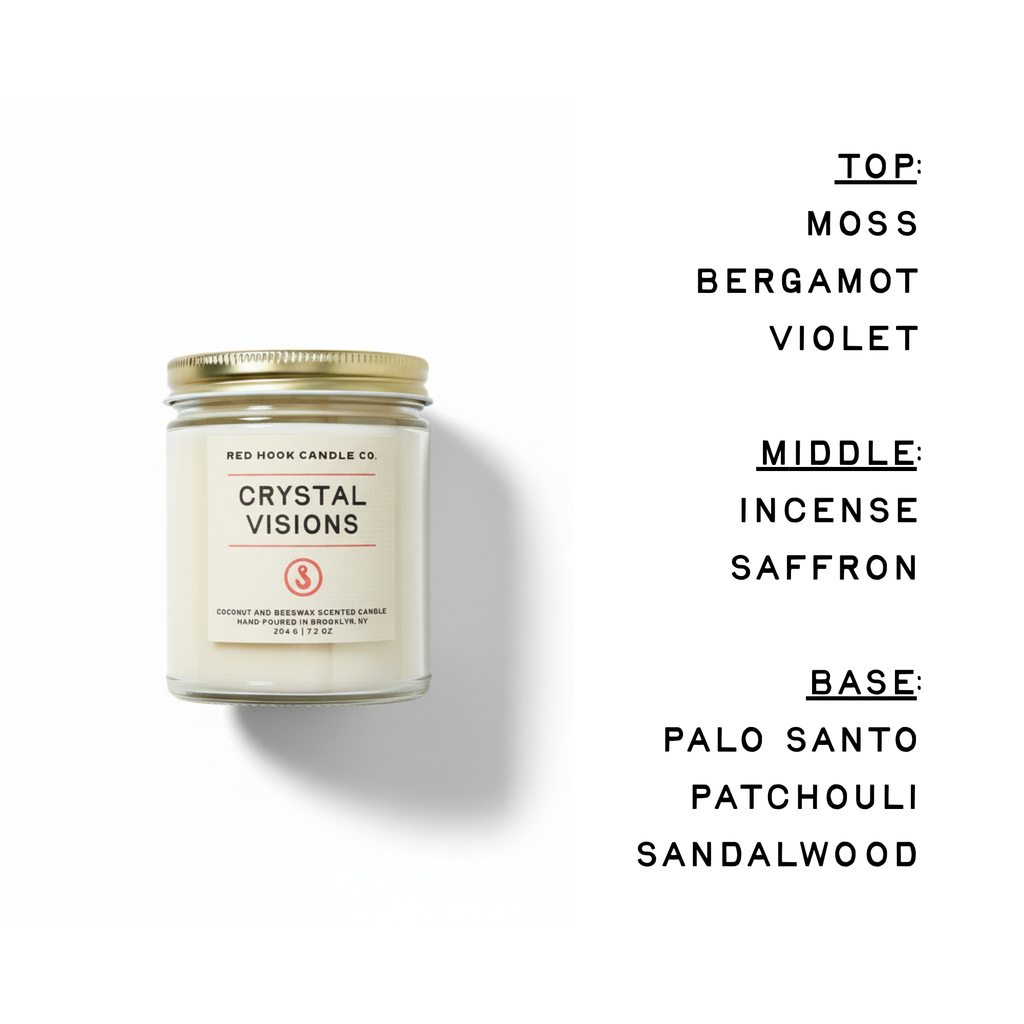 Crystal Visions Scented Candle | Palo Santo & Sandalwood | Coconut Wax Blend