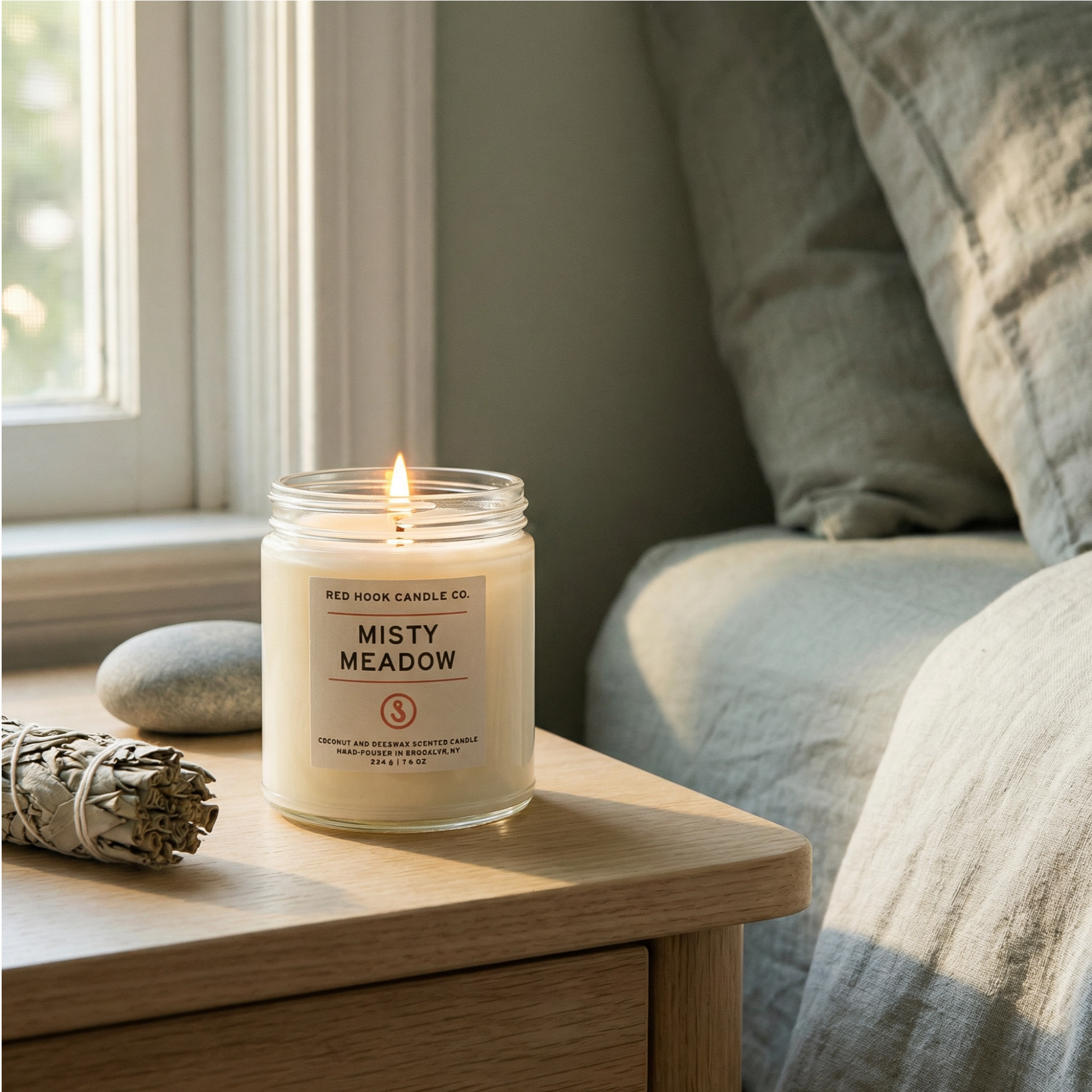 Misty Meadow Scented Candle | Wild Sage & Moss | Coconut Wax Blend