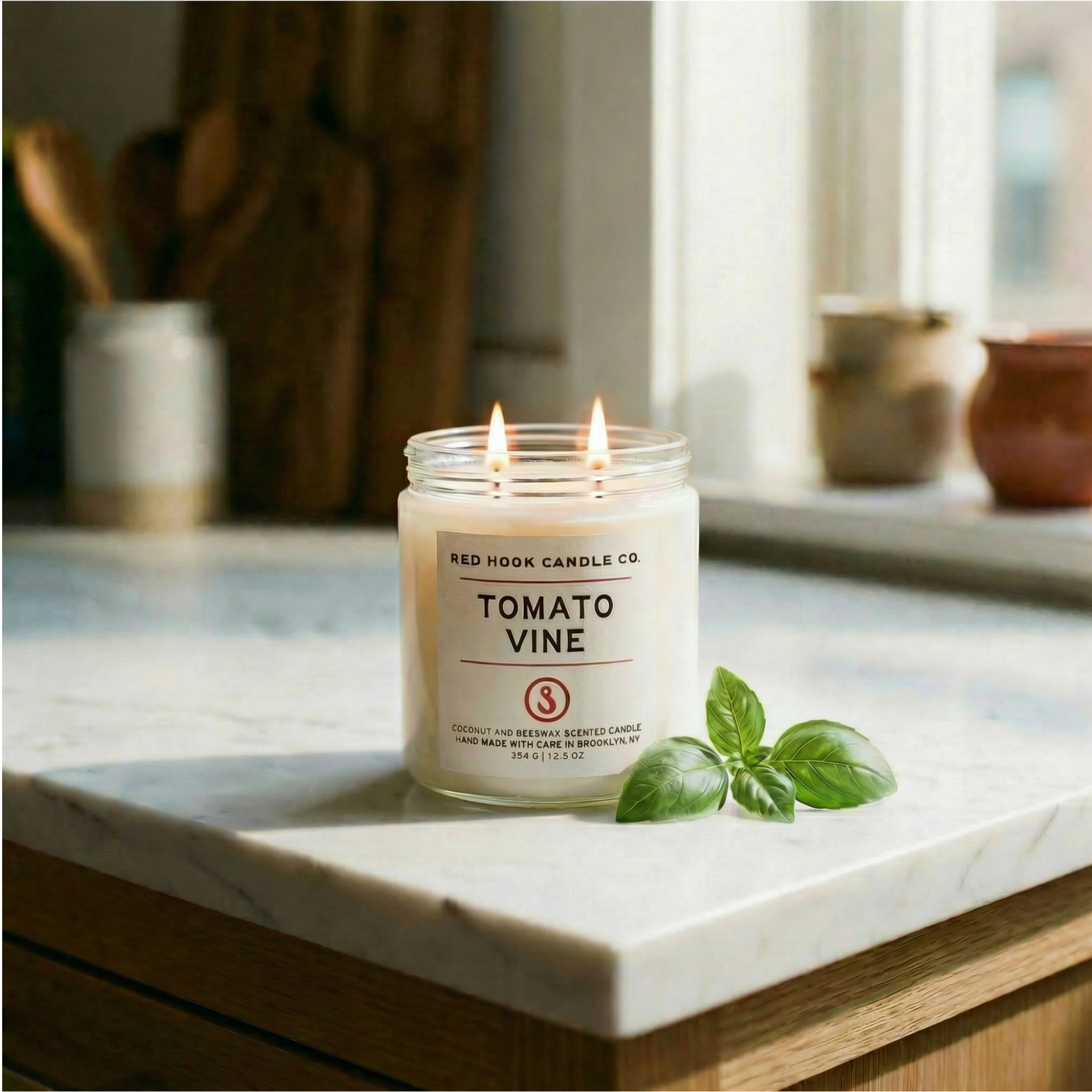 Large Tomato Vine Candle | Leafy Tomato, Basil & Moss | Hand-Poured in Brooklyn