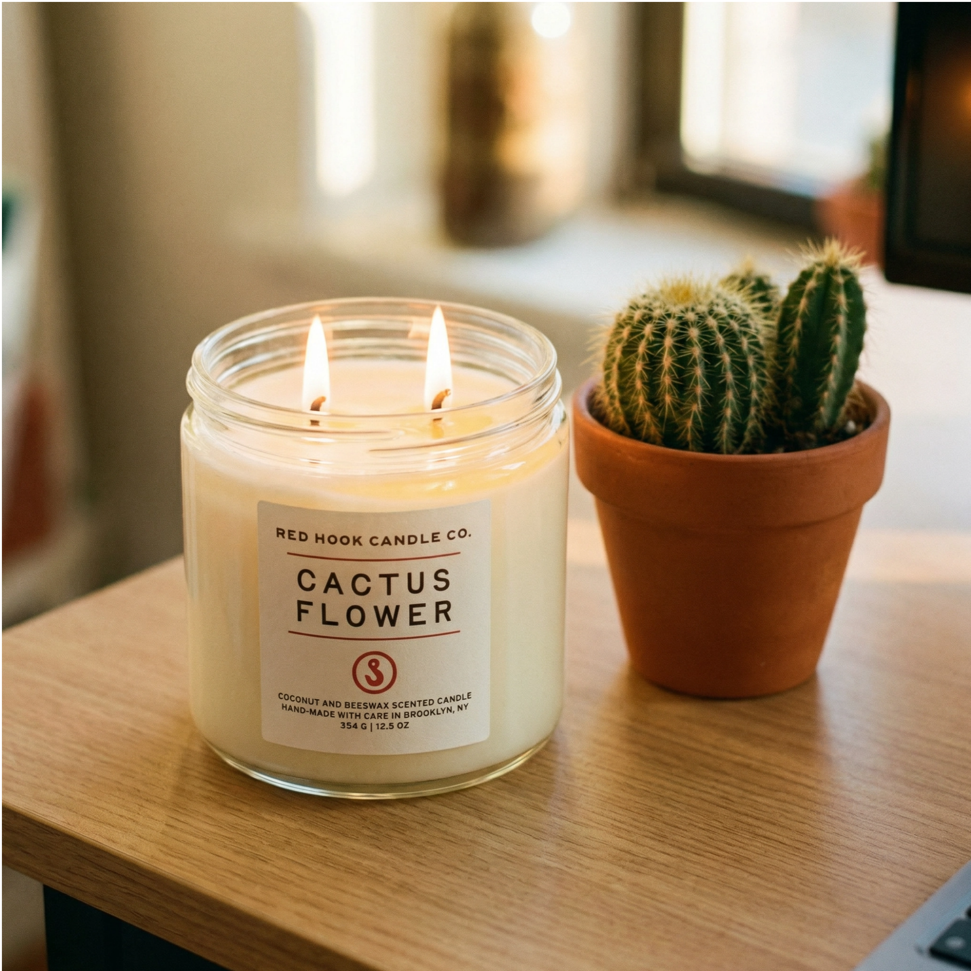 Large Cactus Flower Candle | Sunny Aloe, Agave & Patchouli | Hand-Poured in Brooklyn