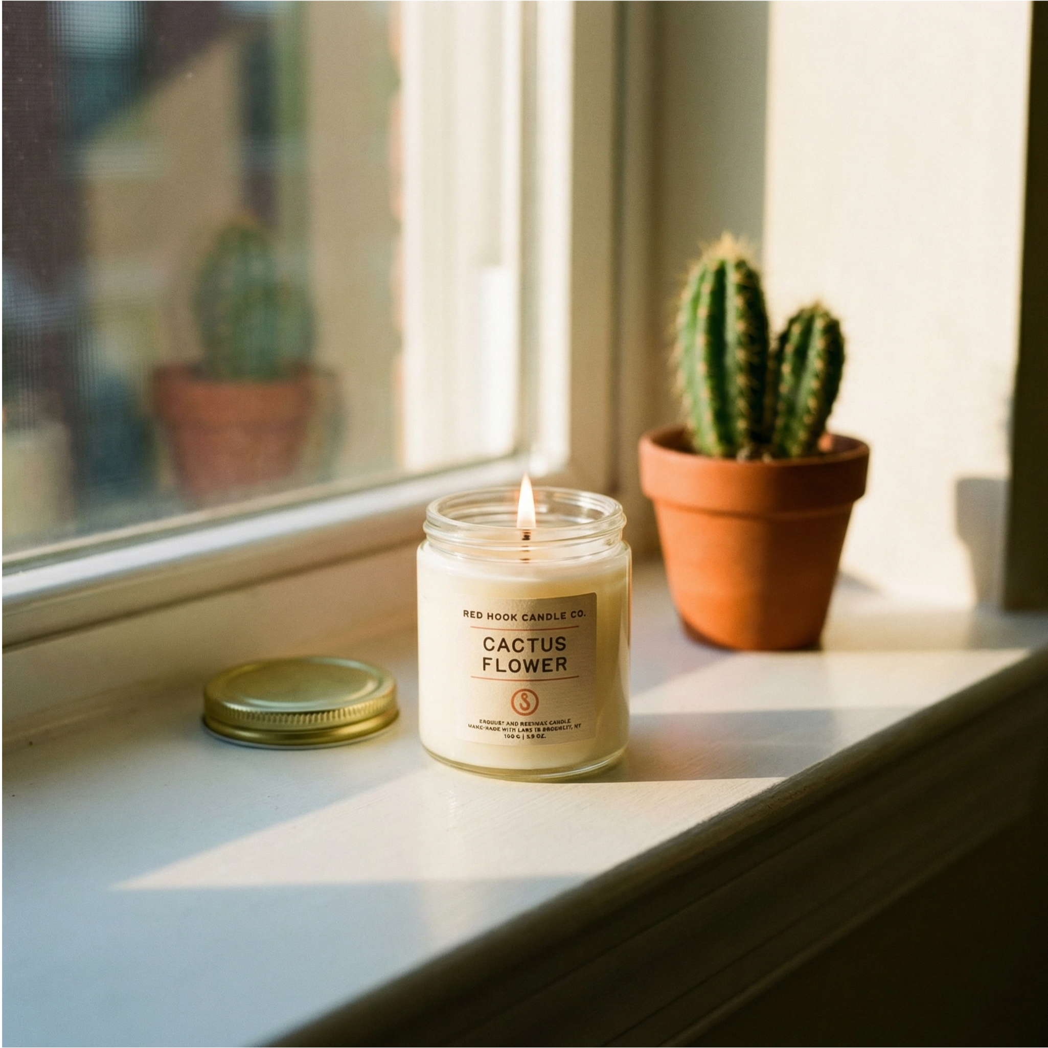 Mini Cactus Flower Candle | Sunny Aloe, Agave & Patchouli | Hand-Poured in Brooklyn